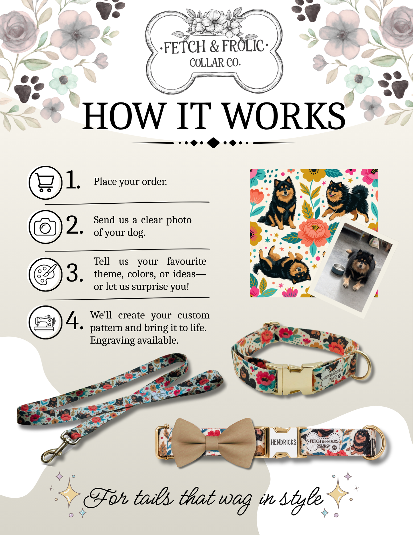 Custom Dog Collar & Leash Set – Featuring Your Dog