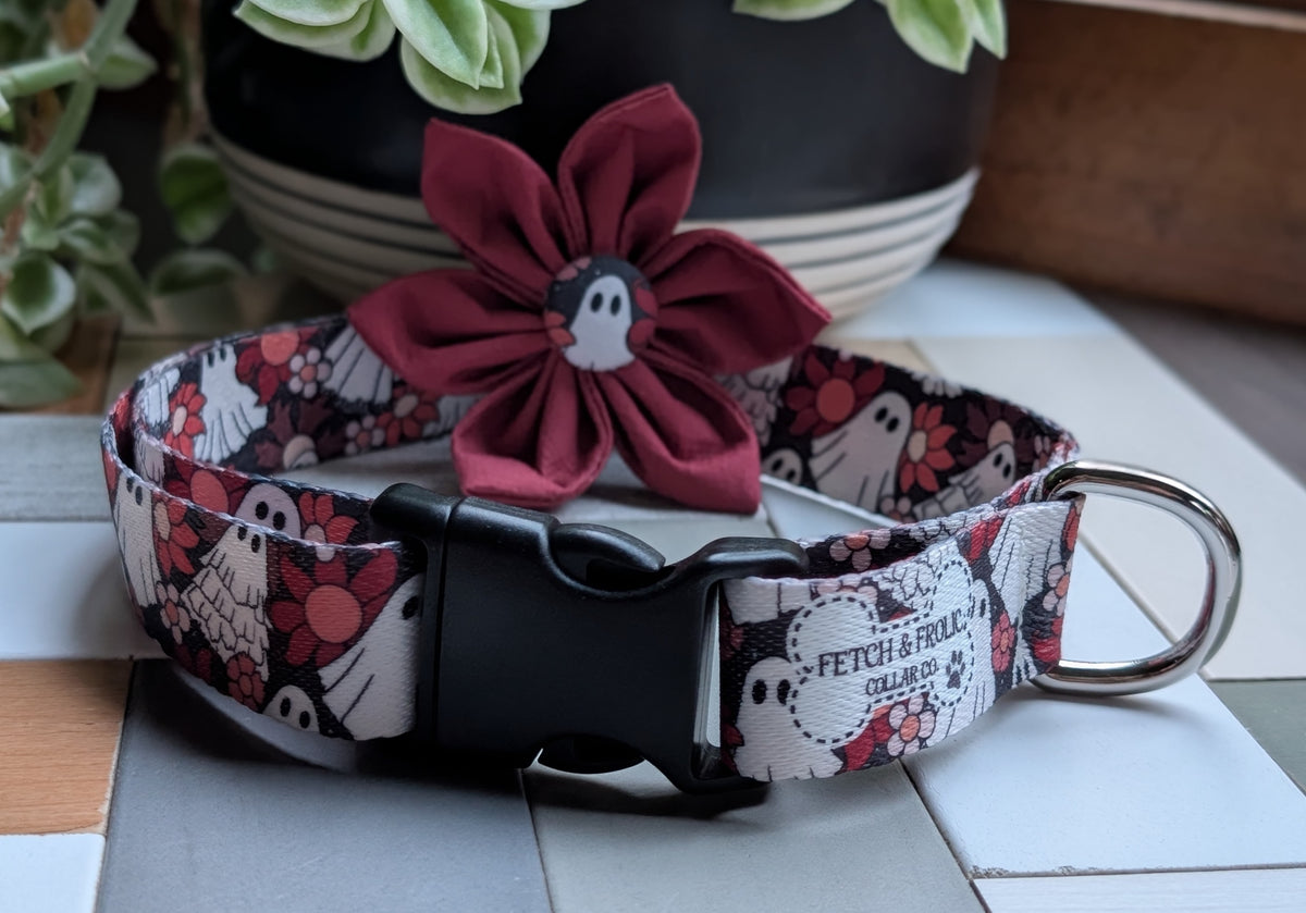 Floral Ghosts Dog Collar
