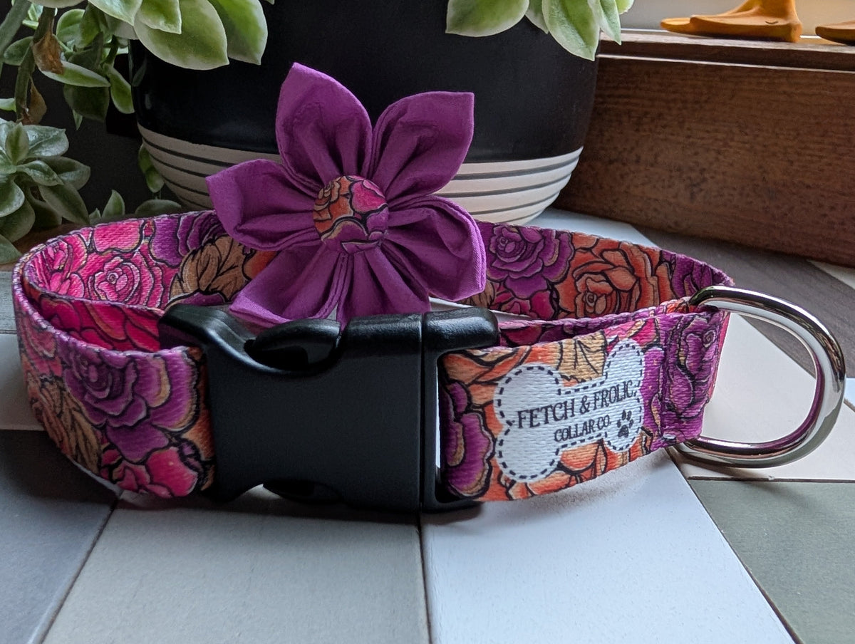 Halloween Roses Dog Collar